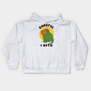 Careful I bite Capybara Dinosaur Kids Hoodie